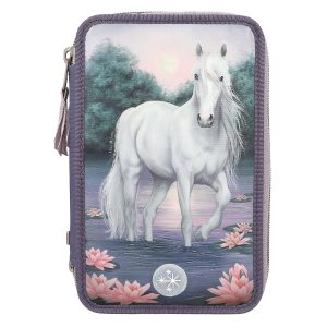 3 Fach Federtasche Miss Melody mit LED Seerosen