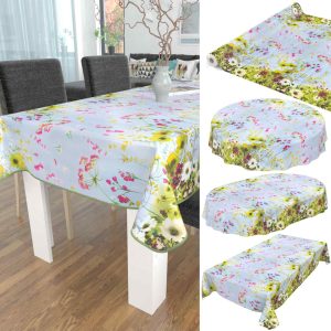 Abwaschbare Tischdecke Wachstuch Wildfeld Blumen Heide Mehrfarbig pflegeleicht Wachstuchtischdecke Gartentischdecke