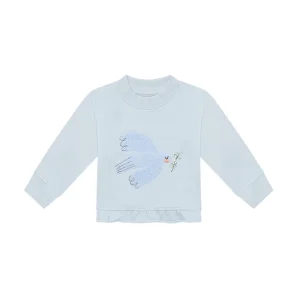 Sweatshirt Bird mit Rüschensaum in clear blue